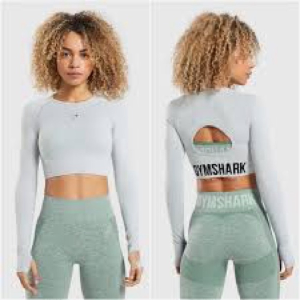 Gymshark Women's Gray Long Sleeve Crop Top